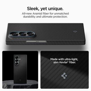 Spigen Airskin Aramid Samsung Galaxy Z Fold 7 karbon hátlap tok - fekete