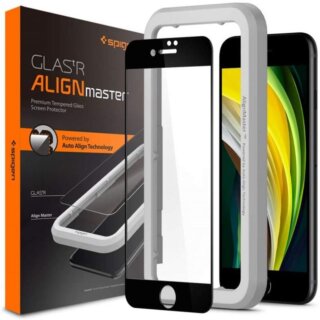 Spigen AlignMaster Full Cover iPhone SE (2022/2020) / 8 / 7 teljes kijelzővédő üvegfólia + felhelyező