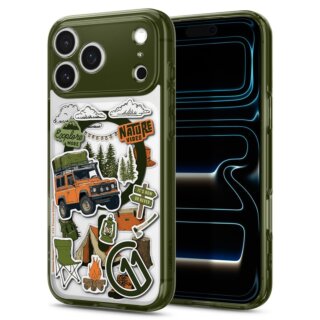 Spigen c11 Ultra Hybrid MagSafe iPhone 17 Pro kemény hátlap tok - sötétzöld/mintás