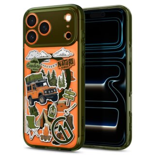 Spigen c11 Ultra Hybrid MagSafe iPhone 17 Pro kemény hátlap tok - sötétzöld/mintás