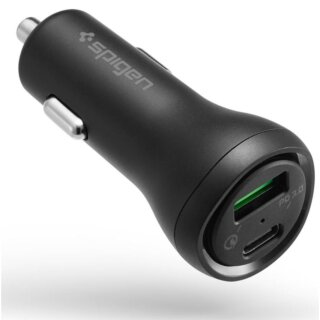Spigen F31QC autós szivargyújtós töltő (USB-C, USB-A) PD45W 3.0 QC - fekete
