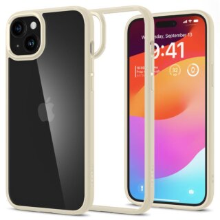 Spigen Crystal Hybrid iPhone 15 Plus kemény hátlap tok - átlátszó/bézs