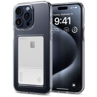 Spigen Crystal Slot iPhone 15 Pro kemény hátlap tok kártyatartóval - átlátszó