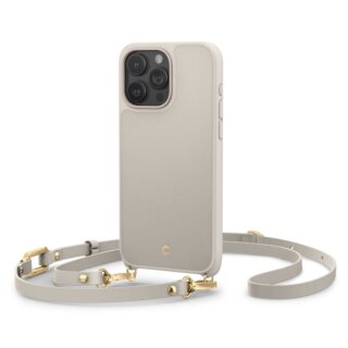 Spigen Cyrill Classic Charm Mag MagSafe iPhone 15 Pro Max bőr hátlap tok csuklópánttal - bézs