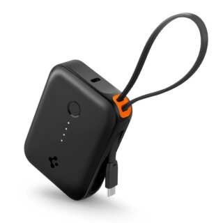 Spigen Essential EA3010BT Powerbank külső akkumulátor 10000mAh 30W beépített USB-C kábellel - fekete