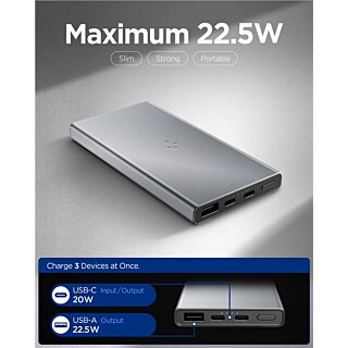 Spigen Essential EA2210 Powerbank 10000mAh külső akkumulátor 22,5W - szürke