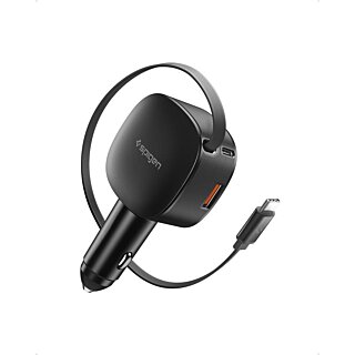 Spigen EV603BT Essential autós szivargyújtós töltő (1x USB-C + 1x USB-A) 60W + USB-C visszahúzható kábel - fekete