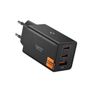 Spigen Essential EE673EU hálózati töltő adapter (2x USB-C + 1x USB-A) 67W - fekete