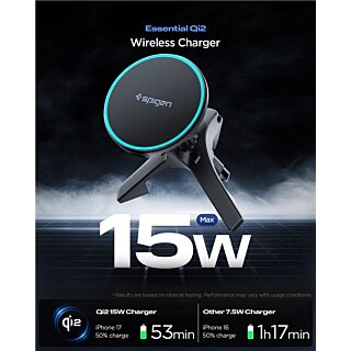 Spigen EV15MAQ Essential MagSafe okostelefon autós tartó és töltő 15W - szellőzőrácsra - fekete