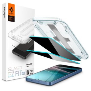 Spigen Glass tR EZ Fit Privacy Samsung Galaxy S25+ Plus / S24+ Plus betekintésgátló kijelzővédő üvegfólia felhelyező applikátorral - 2db