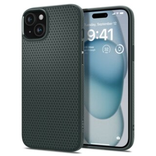Spigen Liquid Air iPhone 15 szilikon hátlap tok - zöld