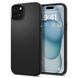 Spigen Liquid Air iPhone 15 szilikon hátlap tok - fekete