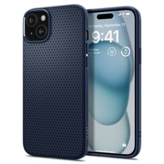 Spigen Liquid Air iPhone 15 szilikon hátlap tok - kék