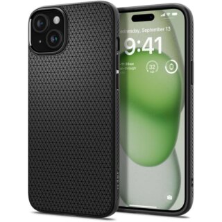 Spigen Liquid Air iPhone 15 Plus szilikon hátlap tok - fekete