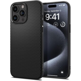 Spigen Liquid Air iPhone 15 Pro szilikon hátlap tok - fekete
