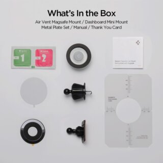 Spigen MFT13 Magnetic MagSafe okostelefon autós tartó - műszerfalra + szellőzőrácsra - ezüst