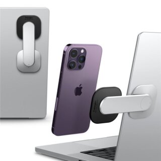 Spigen OneTap S312 monitorra szerelhető MagSafe rögzítésű telefon tartó - ezüst