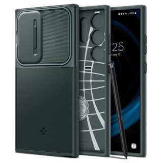 Spigen Optik Armor Samsung Galaxy S24 Ultra hátlap tok kameravédővel - zöld