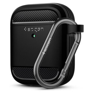 Spigen Rugged Armor Apple AirPods 1 / 2 szilikon tok + karabíner - fekete