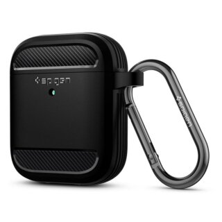 Spigen Rugged Armor Apple AirPods 1 / 2 szilikon tok + karabíner - fekete