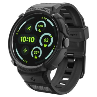 Spigen Rugged Armor Pro + Stand Google Pixel Watch 4 41mm szilikon szíj + tok - fekete
