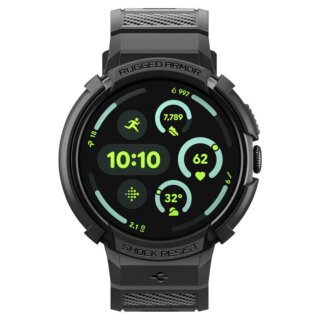 Spigen Rugged Armor Pro + Stand Google Pixel Watch 4 41mm szilikon szíj + tok - fekete