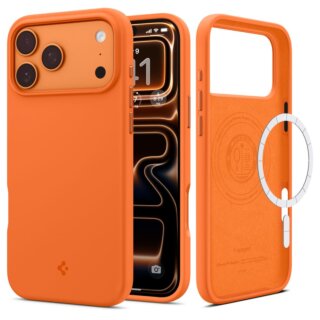 Spigen Silicone Fit MagSafe iPhone 17 Pro Max szilikon hátlap tok - narancssárga