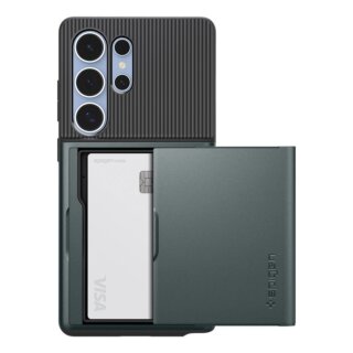 Spigen Slim Armor CS Samsung Galaxy S25 Ultra kemény hátlap tok + kártyatartó - zöld