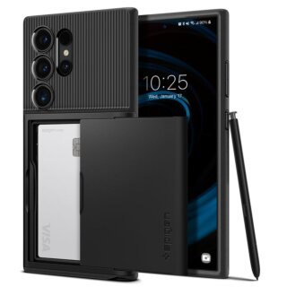 Spigen Slim Armor CS Samsung Galaxy S24 Ultra kemény hátlap tok kártyatartóval - fekete