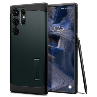 Spigen Tough Armor Samsung Galaxy S23 Ultra ütésálló kemény hátlap tok - zöld