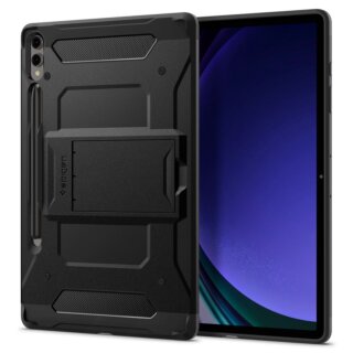 Spigen Tough Armor Pro Samsung Galaxy Tab S9+ Plus 12,4" X810 / X816B kemény hátlap tok ceruzatartóval + állvány - fekete