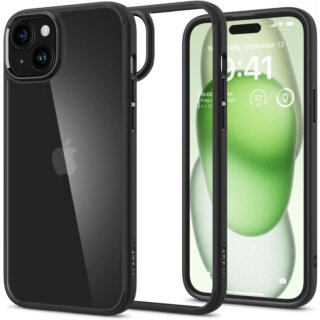Spigen Ultra Hybrid iPhone 15 Plus ütésálló szilikon hátlap tok - átlátszó/fekete