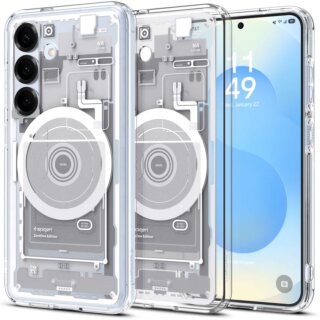 Spigen Ultra Hybrid Mag MagSafe Samsung Galaxy S25 ütésálló kemény hátlap tok - átlátszó/fehér