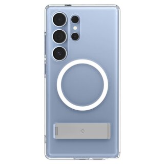Spigen Ultra Hybrid S MagSafe Samsung Galaxy S25 Ultra ütésálló kemény hátlap tok + kitámasztó - átlátszó/fehér