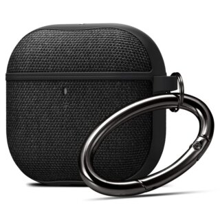 Spigen Urban Fit Apple AirPods 4 textil tok + karabíner - fekete