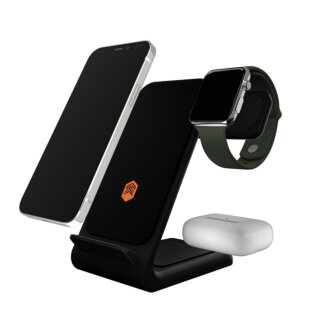 STM ChargeTree Swing 3in1 Qi iPhone + Apple Watch + AirPods Qi vezeték nélküli töltő állvány - fekete