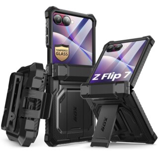 Supcase IBLSN Armorbox Samsung Galaxy Z Flip 7 ütésálló kemény tok kijelzővédővel - fekete