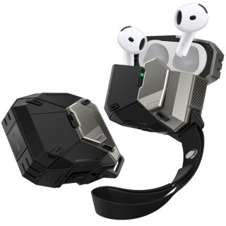 Supcase Matrix Apple AirPods 4 kemény tok csuklópánttal - fekete
