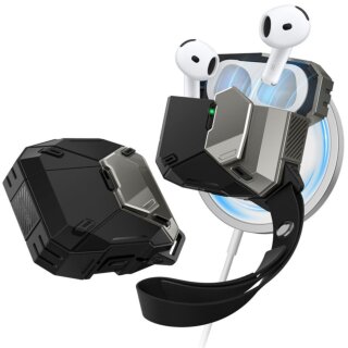 Supcase Matrix Apple AirPods 4 kemény tok csuklópánttal - fekete