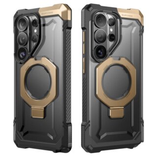 Supcase Unicorn Beetle Grip MagSafe Samsung Galaxy S26 Ultra ütésálló kemény hátlap tok kitámasztóval - fekete/bézs