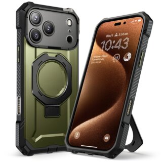 Supcase UB Grip MagSafe iPhone 17 Pro ütésálló kemény hátlap tok kitámasztóval - zöld