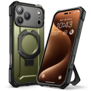 Supcase UB Grip MagSafe iPhone 17 Pro Max ütésálló kemény hátlap tok kitámasztóval - zöld
