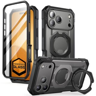 Supcase UB Grip Pro MagSafe iPhone 17 Pro Max ütésálló kemény tok kitámasztóval + előlap - fekete
