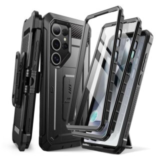 Supcase Unicorn Beetle Pro Samsung Galaxy S25 Ultra ütésálló kemény tok kijelzővédővel - 2db - fekete