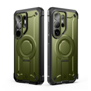 Supcase Unicorn Beetle Pro MagSafe Samsung Galaxy S26 Ultra ütésálló kemény tok kitámasztóval + előlap - zöld