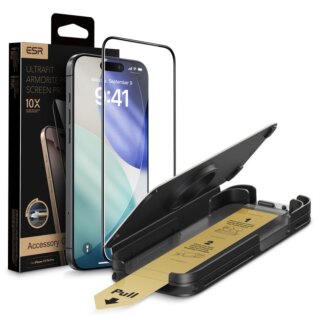 ESR UltraFit Armorite Pro iPhone 16 Pro / 17 teljes kijelzővédő üvegfólia felhelyező applikátorral