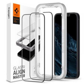 Spigen GLAS.tR AlignMaster Full Cover iPhone 16e / 14 / 13 / 13 Pro teljes kijelzővédő üvegfólia + felhelyező - 2db