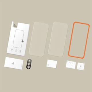 iKi Easy Set+ Samsung Galaxy S25 FE kijelzővédő üvegfólia felhelyező kerettel + kamera lencsevédő üvegfólia - 3db