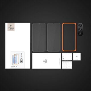 iKi Supreme Samsung Galaxy S25 kijelzővédő üvegfólia + kamera lencsevédő üvegfólia felhelyező kerettel