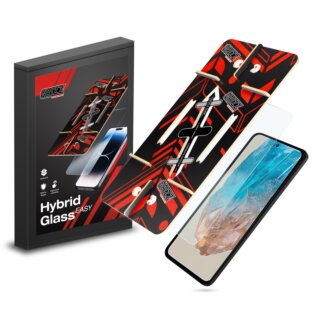 GrizzGlass HybridGlass Easy Samsung Galaxy M35 hibrid kijelzővédő üvegfólia felhelyező applikátorral